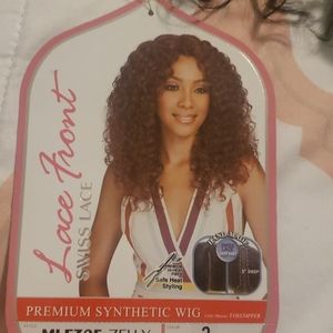 Synthetic curly lace front wig